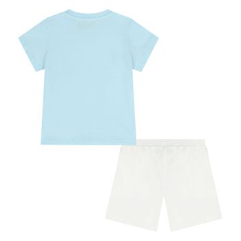 Younger Blue & White Teddy Bear Shorts Set
