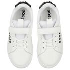 Boys White Logo Trainers, 2, hi-res