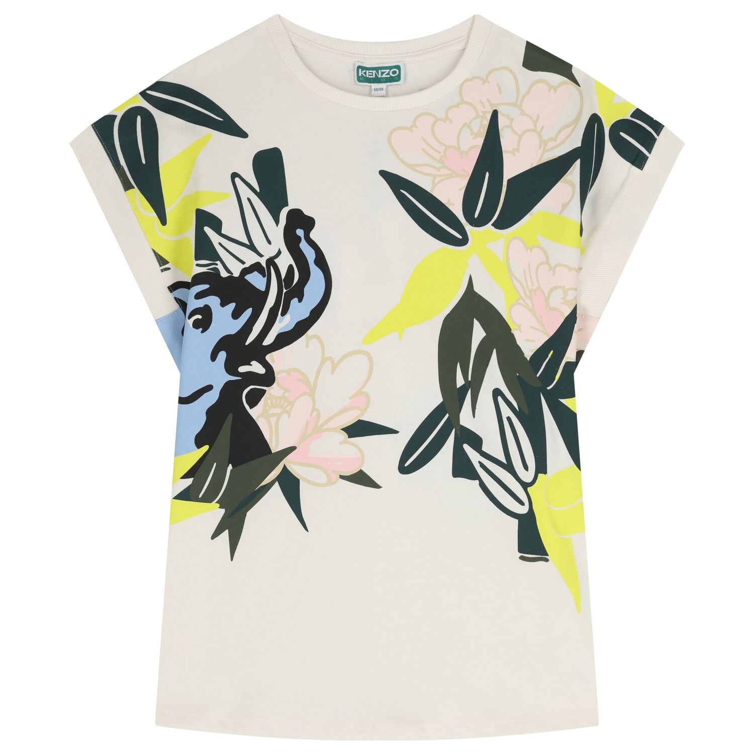 Girls Ivory Elephant Jungle Dress , 1, hi-res