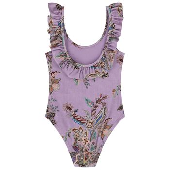Girls Purple Floral Swimsuit