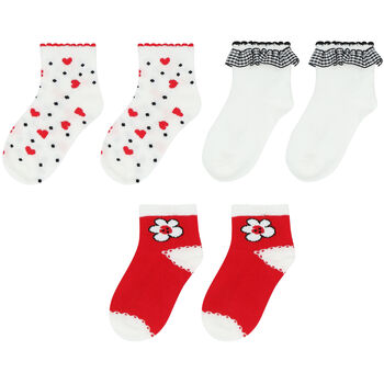 Baby Girls White & Red Socks ( 3-Pack )