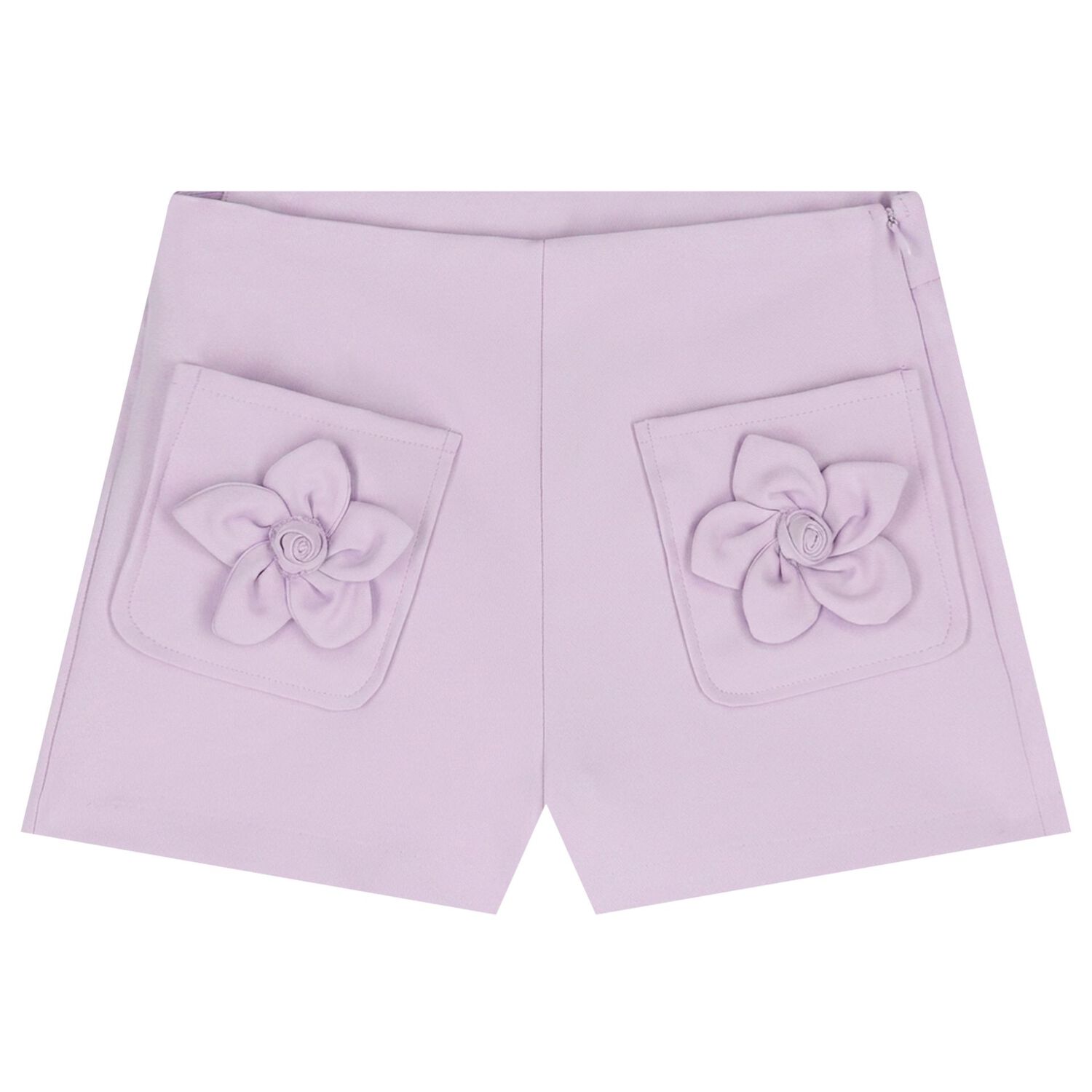 Girls Lilac Crepe Flower Shorts Set, 2, hi-res