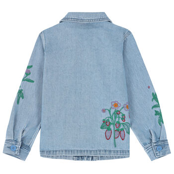 Girls Blue Floral  Denim Jacket