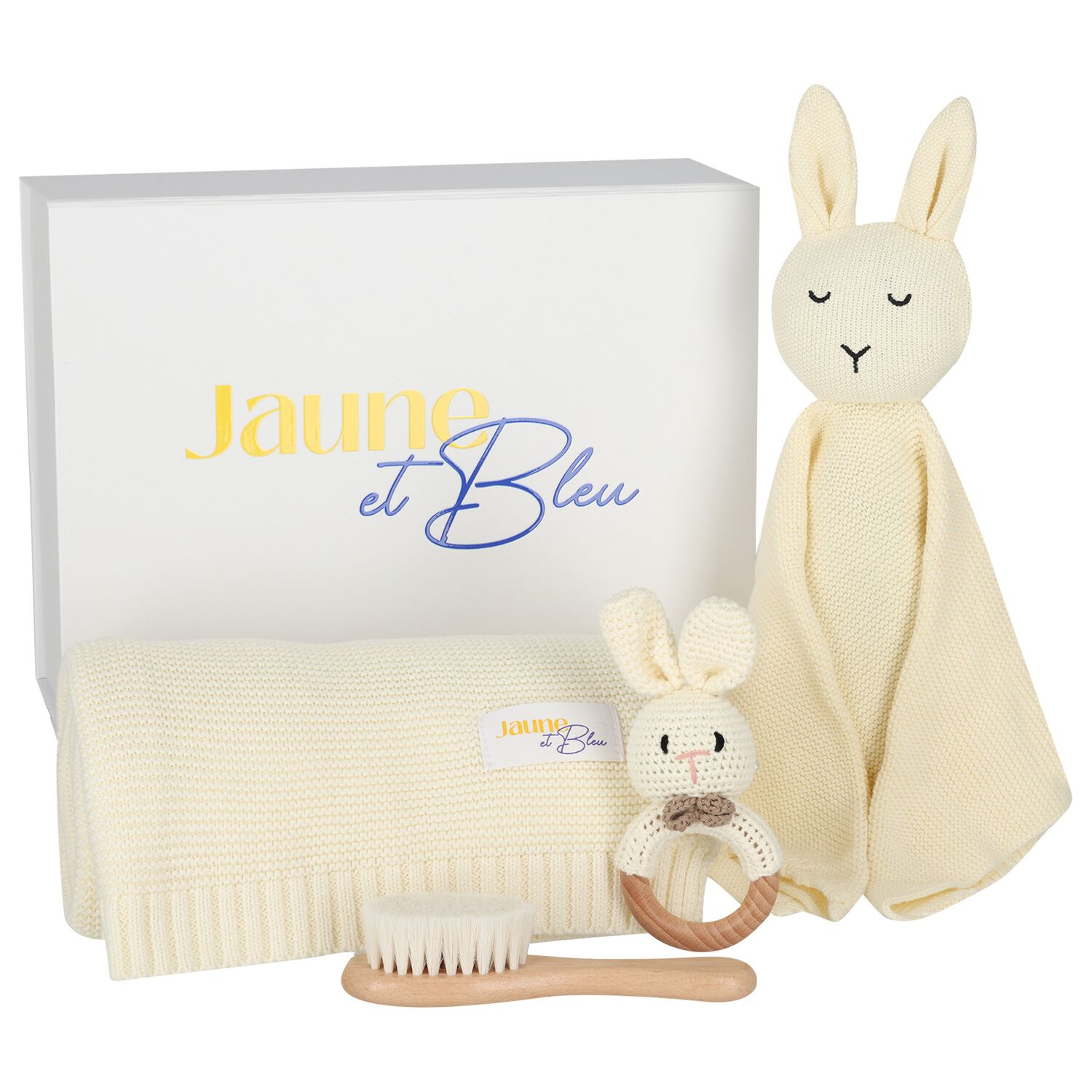 Ivory Baby Blanket & Bunny Comforter Gift Set , 3, hi-res