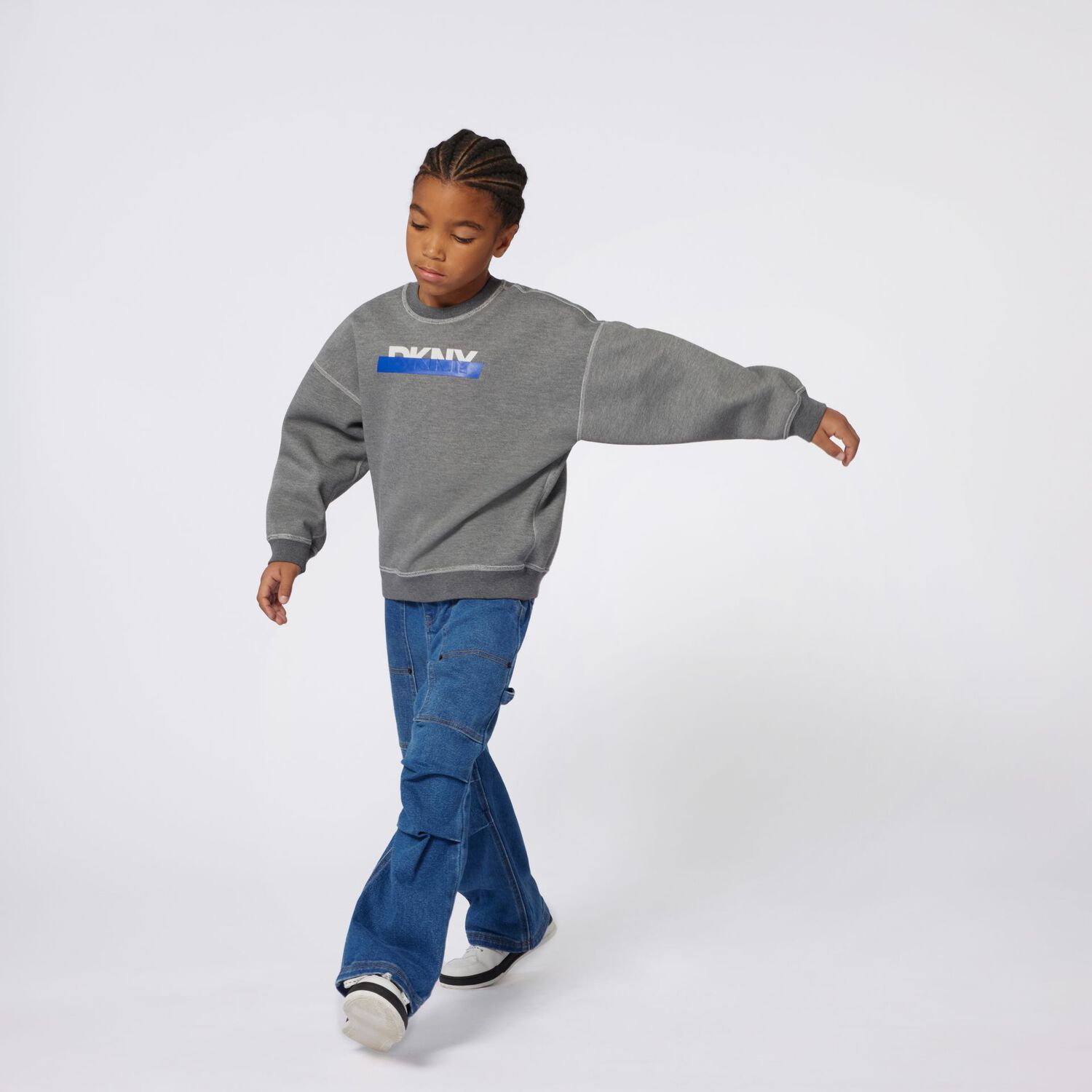 Boys Grey Logo Reversible Sweatshirt , 1, hi-res