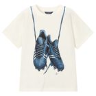 Boys Ivory Football Shoes T-Shirt, 1, hi-res