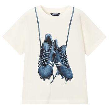Boys Ivory Football Shoes T-Shirt