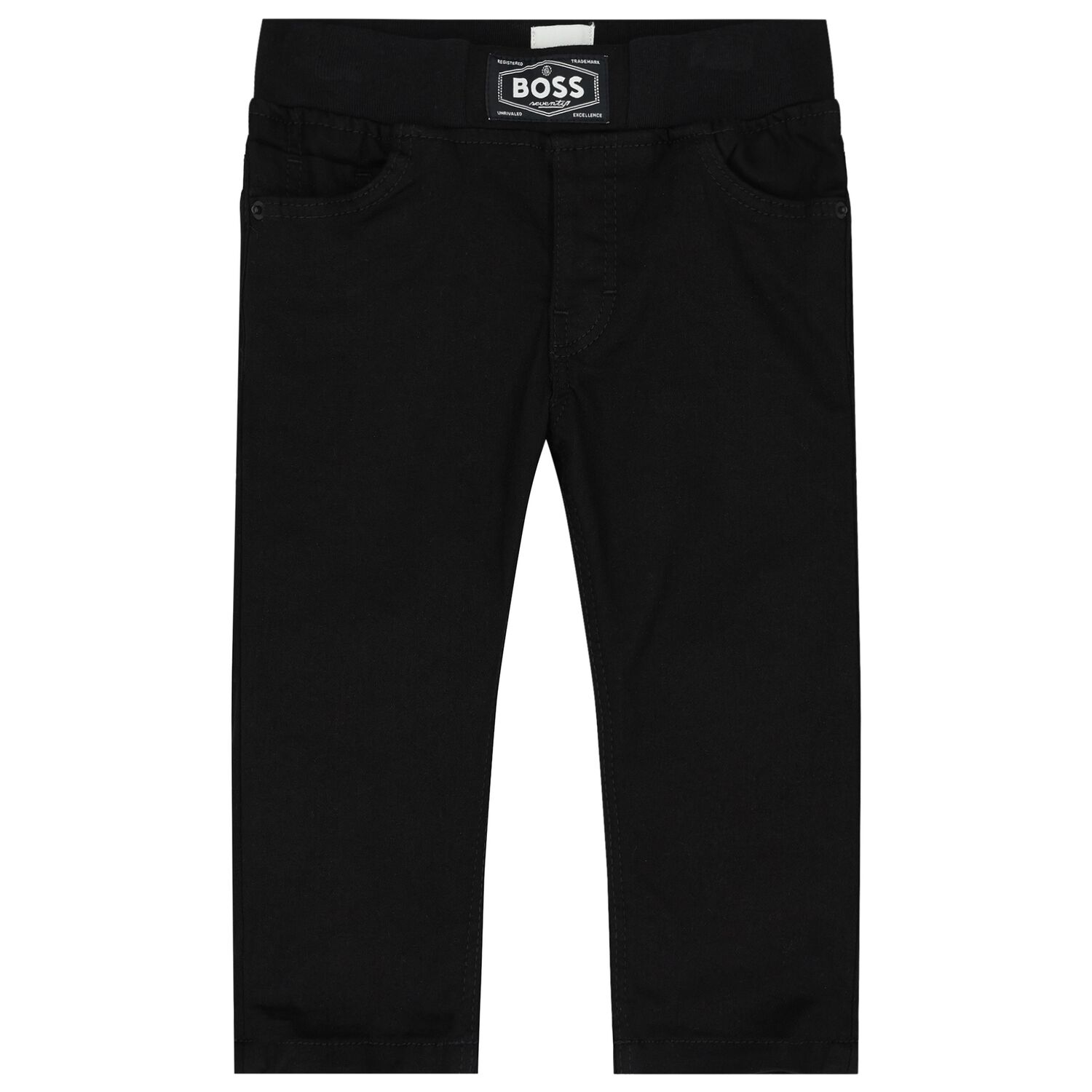Younger Boys Black Logo Trousers, 1, hi-res