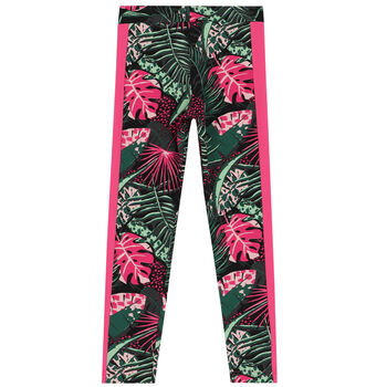 Girls Green, Black & Pink Leggings