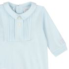 Baby Boys Blue Pleated Babygrow Set, 1, hi-res
