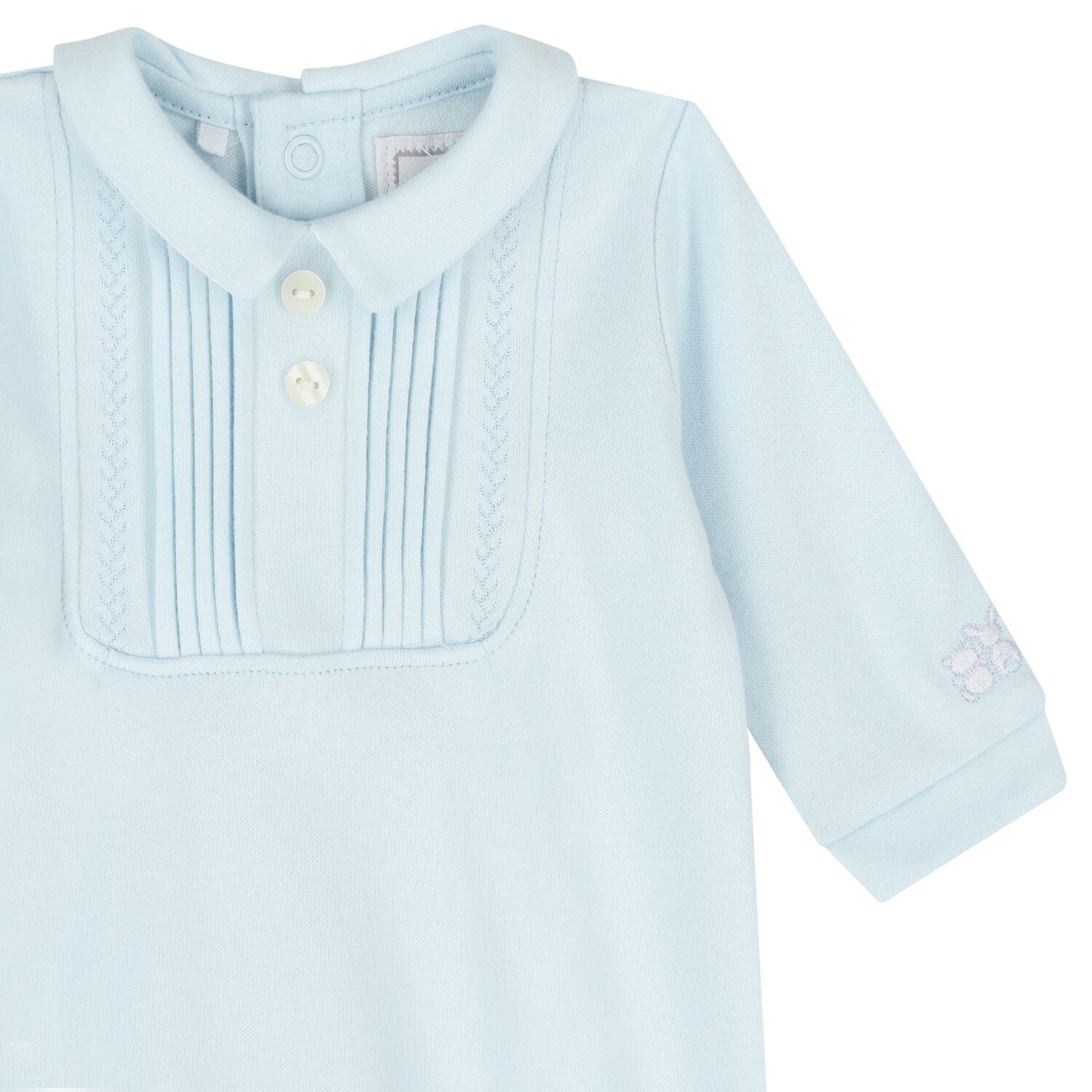 Baby Boys Blue Pleated Babygrow Set, 1, hi-res