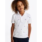 Boys White Logo Flag Polo Shirt, 1, hi-res
