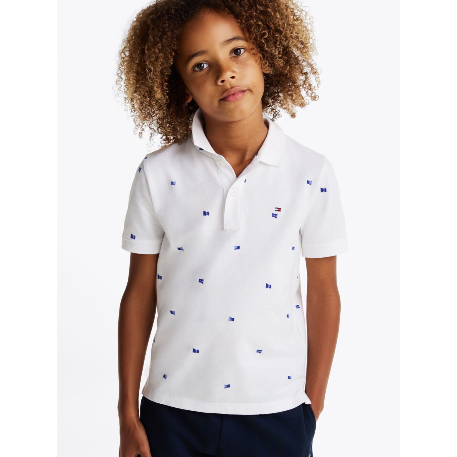Boys White Logo Flag Polo Shirt, 1, hi-res image number null