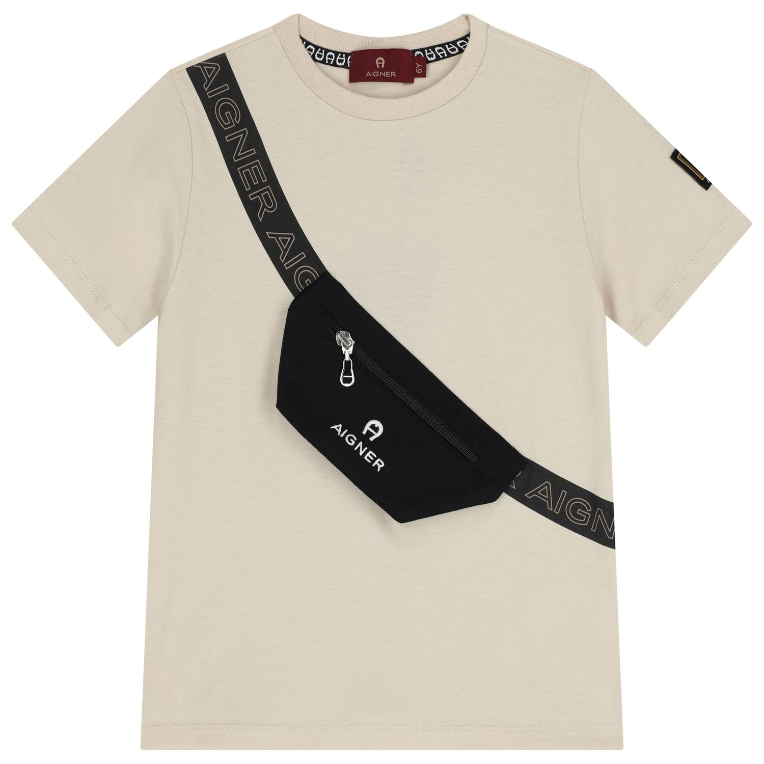 Boys Beige Logo Bag T-Shirt, 2, hi-res