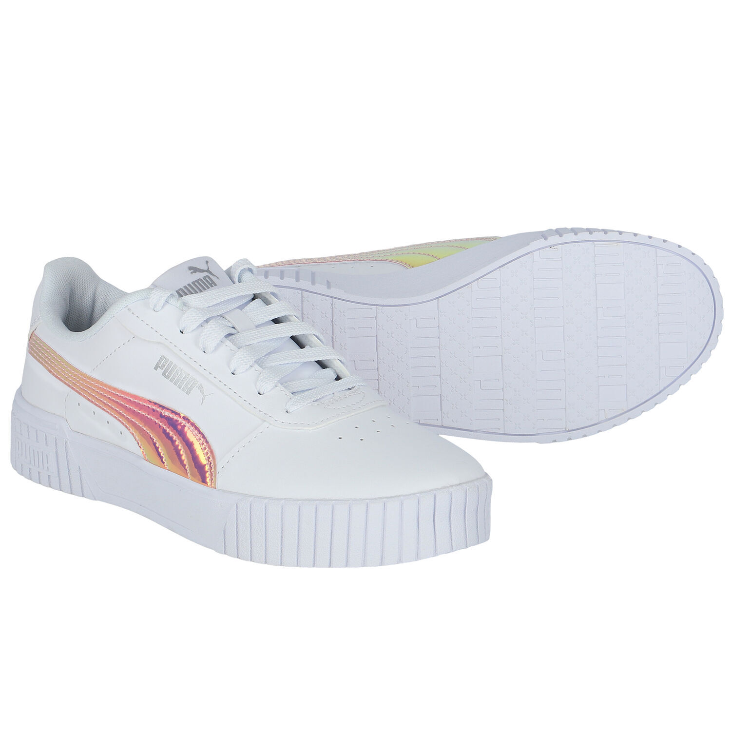 Girls White Carina Trainers, 1, hi-res image number null