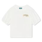 Girls Ivory Tiger Logo T-Shirt, 1, hi-res