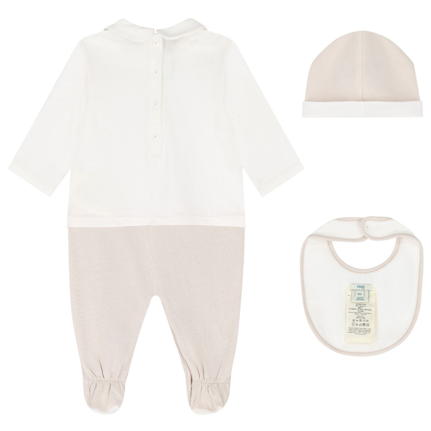 White & Beige Logo Babygrow Gift Set, 3, hi-res