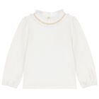 توب بنات بلياقه من التول باللون الابيض اللؤلؤى, 1, hi-res