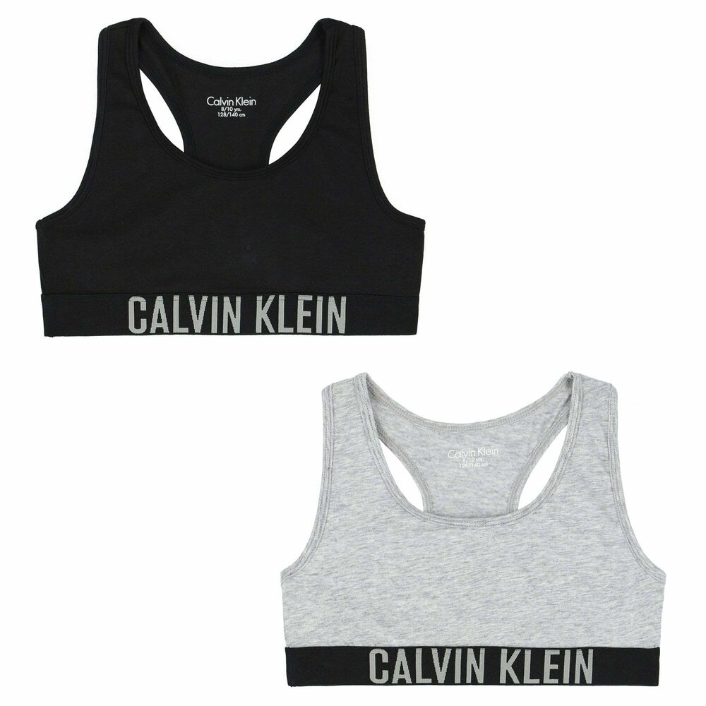 Calvin Klein Girls Grey & Black Bra Tops (2 Pack)