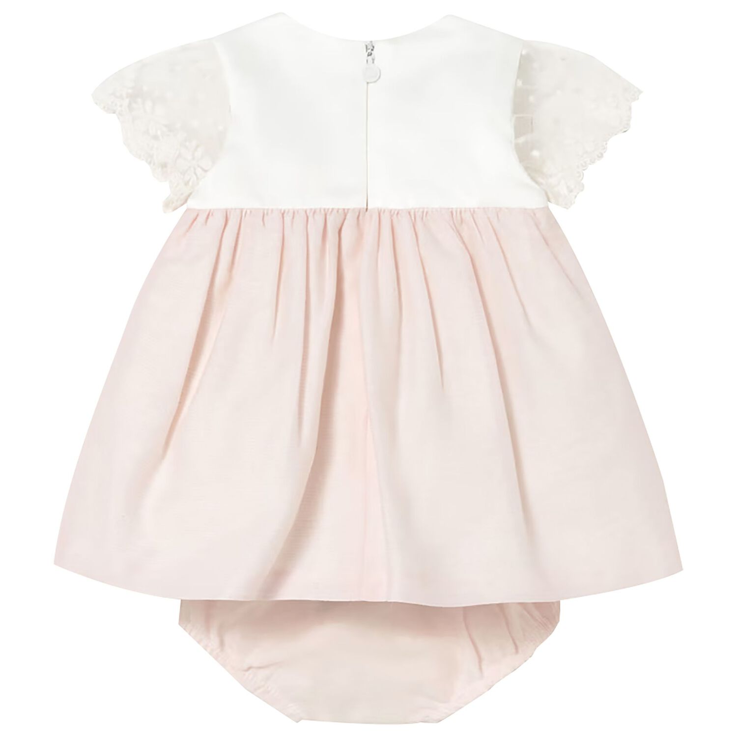 Baby Girls White & Pink Lace Dress Set, 2, hi-res