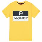 تيشيرت بالشعار باللون الاصفر للاولاد, 1, hi-res