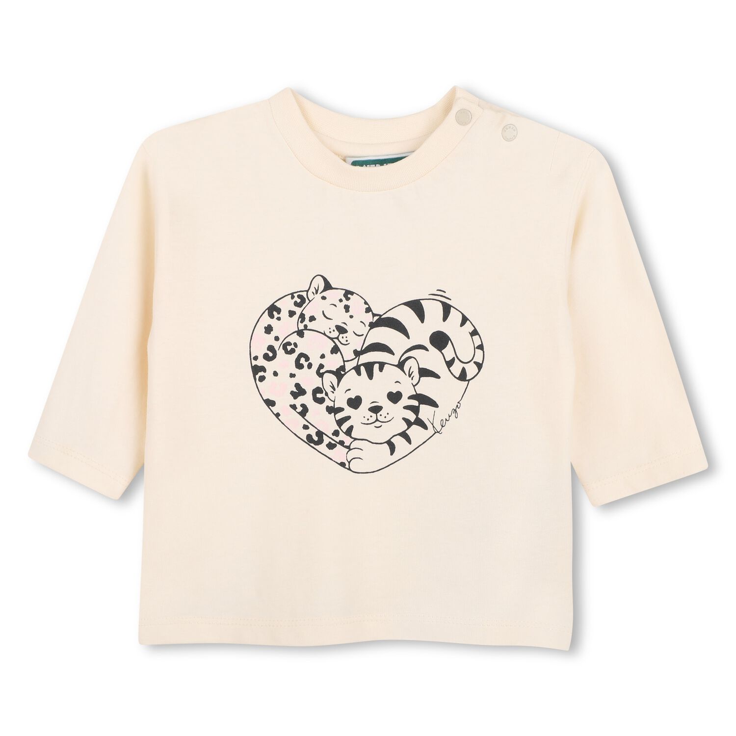 Younger Girls Beige Tiger Long Sleeve Top, 1, hi-res