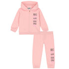 Younger Girls Pink Logo Tracksuit, 3, hi-res