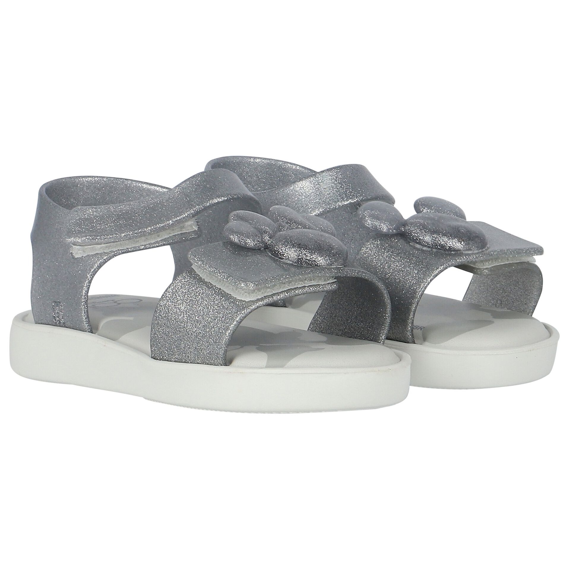 Mini Melissa Younger Girls Ivory Silver Disney Sandals Junior Couture UAE