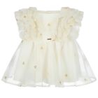 Girls Ivory Tulle Ruffled Dress, 1, hi-res