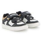Boys Black, White & Beige Logo Trainers, 1, hi-res