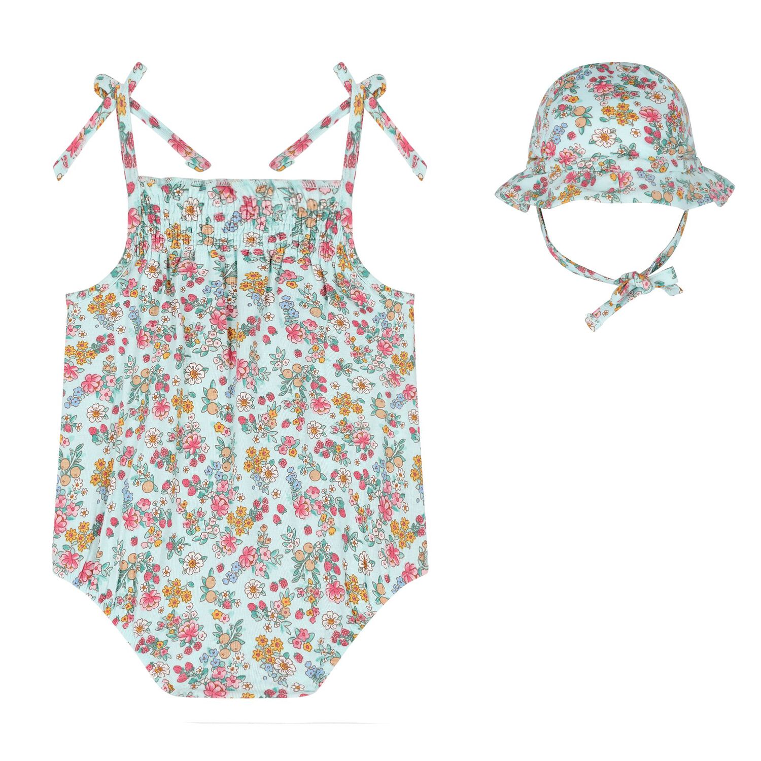 Baby Girls Green Floral Bodysuit Set, 1, hi-res