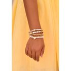 Girls White & Gold Beaded Bracelets (4 Pack), 2, hi-res