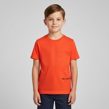 Boys Orange Ikonik Karl Logo T-Shirt