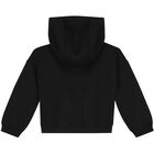Girls Black Logo Hooded Top, 1, hi-res