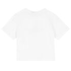 تيشيرت بالشعار باللون الابيض للبنات, 2, hi-res