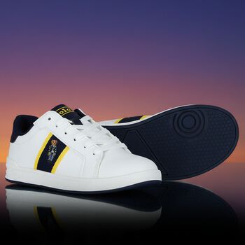 Boys White & Navy Blue Trainers