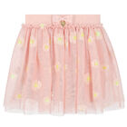 Girls Pink Floral Tulle Skirt, 1, hi-res