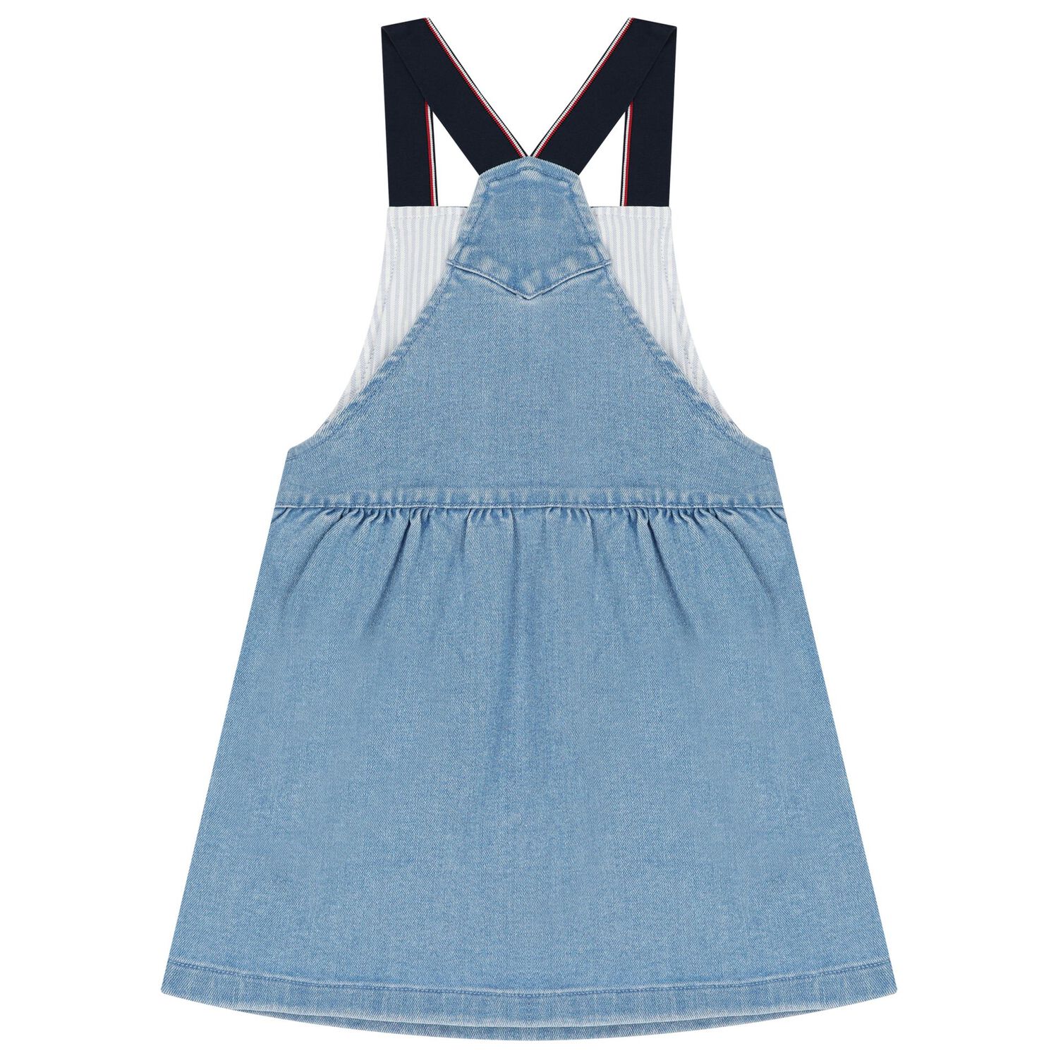 Younger Girls White & Blue Dress Set, 1, hi-res