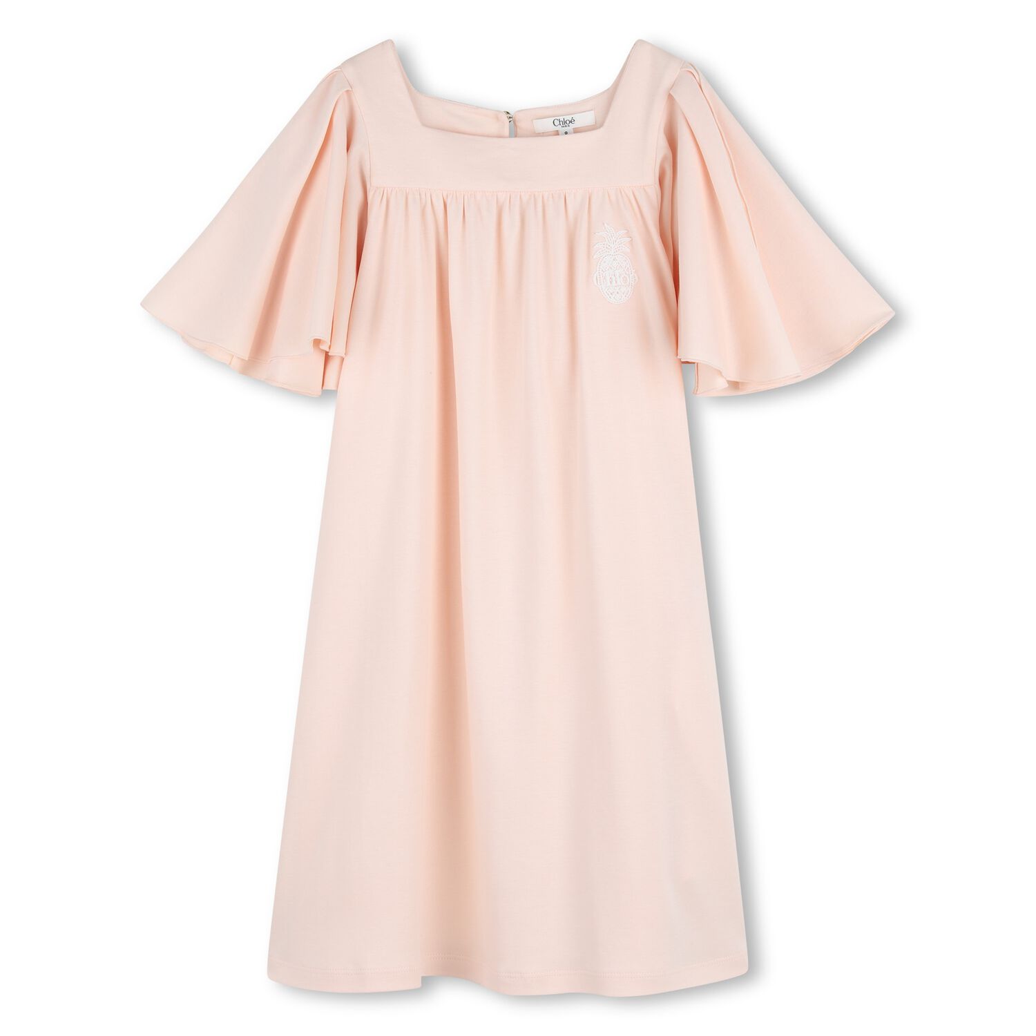 Girls Pink Logo Flutter Dress, 1, hi-res