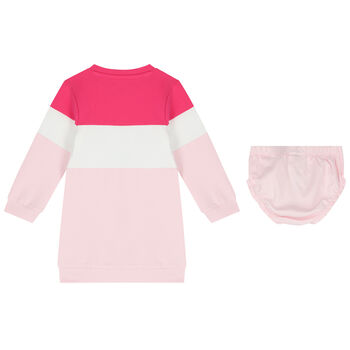 Baby Girls Pink & White Logo Dress Set