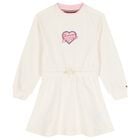 Girls Ivory Logo Dress, 1, hi-res
