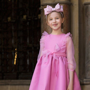Girls Pink Castle Jacquard Bow Headband