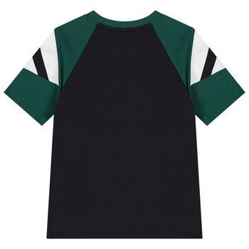 تيشيرت بالشعار باللون الأخضر والأسود للأولاد