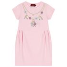 Girls Pink Necklace Logo Dress, 2, hi-res