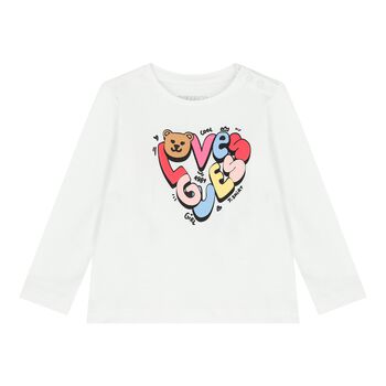 Guess Baby Girls White Logo Long Sleeve Top, 1 Baby Girls White Logo Long Sleeve Top