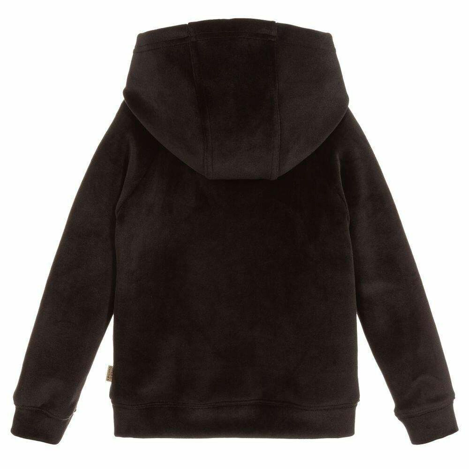 Girls Black Velour Hooded Top, 1, hi-res image number null