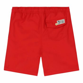 Older Boys Red Logo Swim Shorts