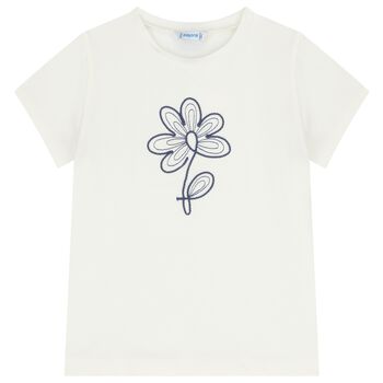 Girls Ivory Flower T-Shirt