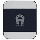 Baby Boys Navy Blue & White Logo Baby Blanket, 3, hi-res