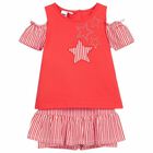 Girls Red & White Short Set, 1, hi-res
